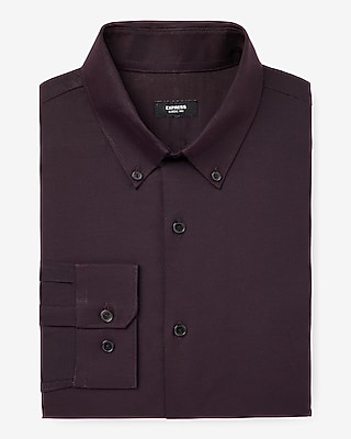 Slim Solid Stretch Pinpoint Oxford 1Mx Dress Shirt Purple Men's XL
