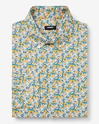 Slim Orange Print Stretch 1Mx Dress Shirt