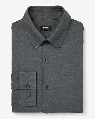 Slim Flannel 1Mx Dress Shirt Gray Men's XL Tall