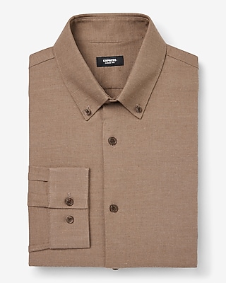 Slim Flannel 1Mx Dress Shirt Brown Men's M