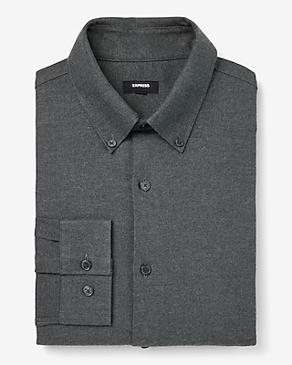 Extra Slim Flannel 1Mx Dress Shirt Gray Men's M Tall