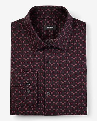 Slim Circle Geo Print Stretch 1Mx Dress Shirt Black Men's XXL Tall