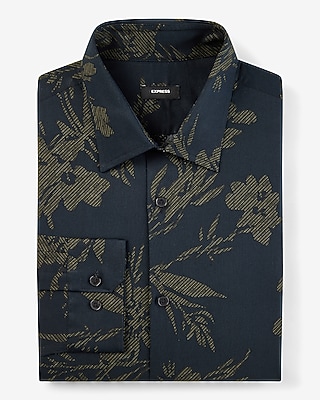 Slim Contrast Floral Print Stretch 1Mx Dress Shirt