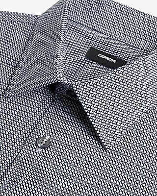 Slim Geo Print Stretch 1Mx Dress Shirt White Men's XS