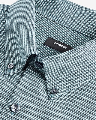 Extra Slim Geo Print Stretch 1Mx Dress Shirt Green Men's S