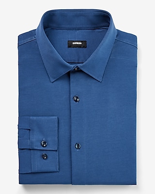 Slim Solid Stretch Modern Tech 1Mx Dress Shirt Blue Men's M
