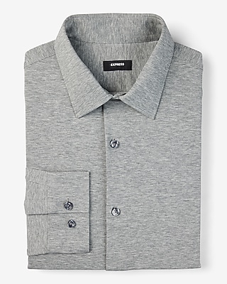 Extra Slim Solid Modern Tech 1Mx Dress Shirt Gray Men's M