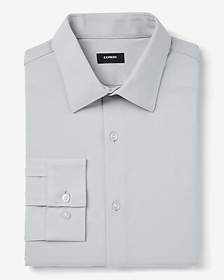 Big & Tall Extra Slim Solid Modern Tech 1Mx Dress Shirt Gray Men's XXL