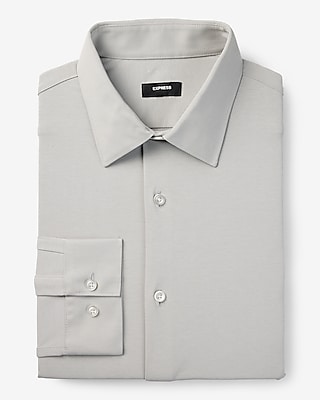 Big & Tall Extra Slim Solid Modern Tech 1Mx Dress Shirt Gray Men's XXL