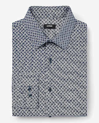 Slim Rectangle Geo Print Stretch 1Mx Dress Shirt
