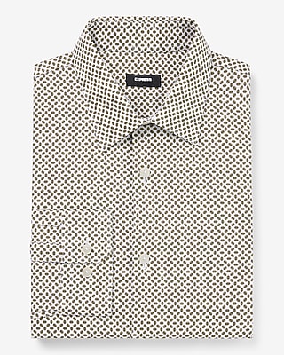 Extra Slim Mini Geo Print Stretch 1Mx Dress Shirt White Men's XL