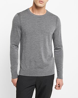 Merino Wool Crew Neck Sweater Gray Men's XXL Tall