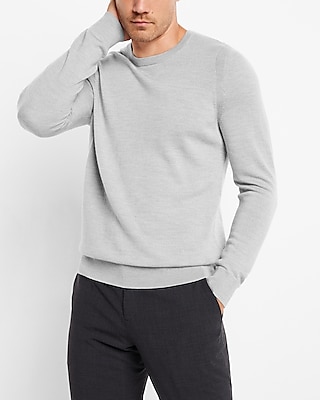 Merino Wool Crew Neck Sweater Gray Men's XXL Tall