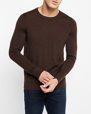 Merino Wool Crew Neck Sweater Brown Men's XXL Tall