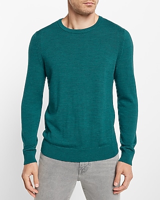 Big & Tall  Merino Wool Crew Neck Sweater Green Men's XXL