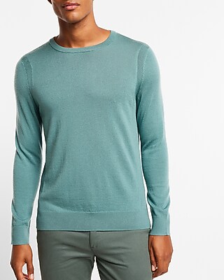 Big & Tall  Merino Wool Crew Neck Sweater Green Men's XXL