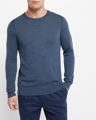 Big & Tall  Merino Wool Crew Neck Sweater Blue Men's XXL
