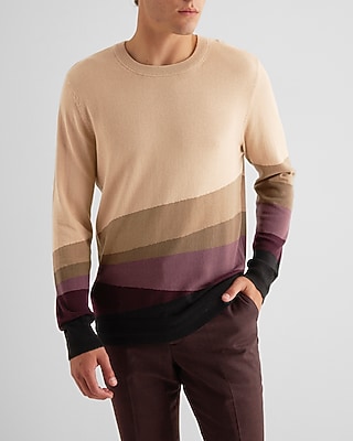 Abstract Gradient Pattern Crew Neck Sweater Neutral Men's M Tall