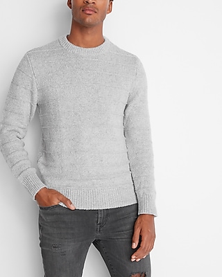 Striped Chunky Crew Neck Sweater Gray Men's XS