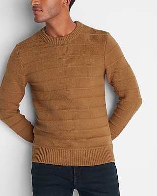 Striped Chunky Crew Neck Sweater Brown Men's S