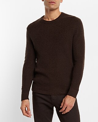 Wool-Blend Crew Neck Sweater Brown Men's XL