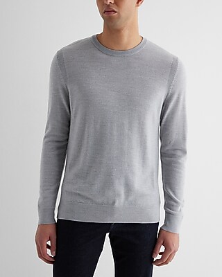 Crew Neck Merino Wool Sweater Gray Men's M Tall