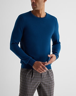 Big & Tall Crew Neck Merino Wool Sweater Gray Men's XXL