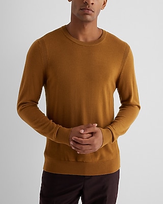 Crew Neck Merino Wool Sweater Green Men's XL Tall
