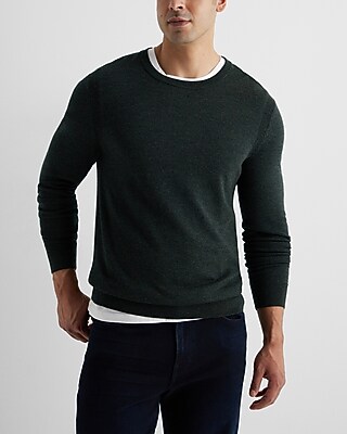 Big & Tall Crew Neck Merino Wool Sweater Green Men's XXL