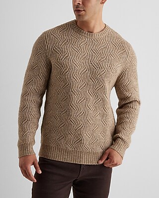 Oversized Woven Ribbed Crew Neck Sweater