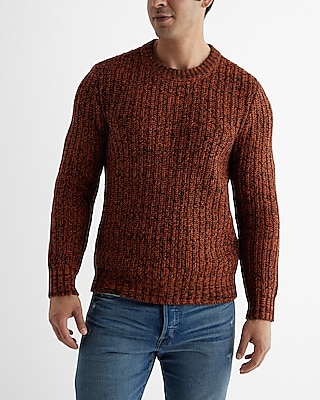 Cotton-Blend Chunky Ribbed Sweater Orange Men's L Tall