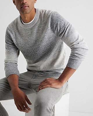 Ombre Stripe Cotton Crew Neck Sweater Gray Men's S