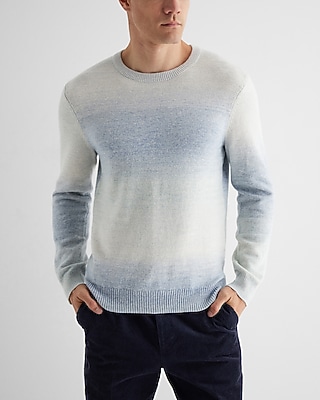 Ombre Stripe Cotton Crew Neck Sweater Blue Men's L
