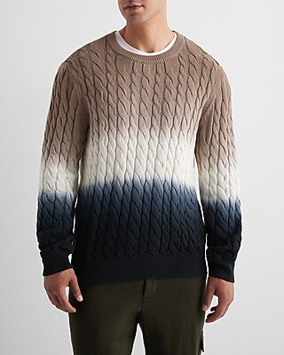 Dip Dyed Cotton Cable Knit Sweater