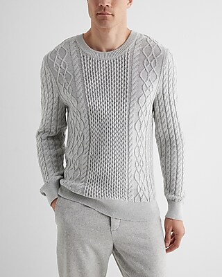 Cotton Cable Knit Crew Neck Sweater