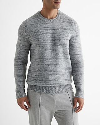 Textured Marled Crewneck Sweater Gray Men's M Tall
