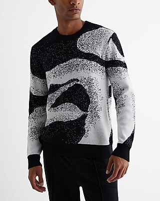 Abstract Cotton Jacquard Crew Neck Sweater