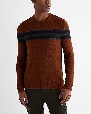 Fuzzy Striped Crew Neck Sweater