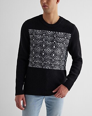 Fuzzy Fair Isle Crew Neck Sweater