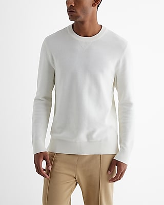 Cotton Textured Stitch Crew Neck Sweater Neutral Men's XXL Tall