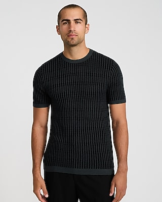 Textured Rayon Crew Neck Sweater T-Shirt