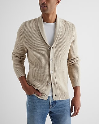 Shawl Neck Cotton-Blend Cardigan Neutral Men's S