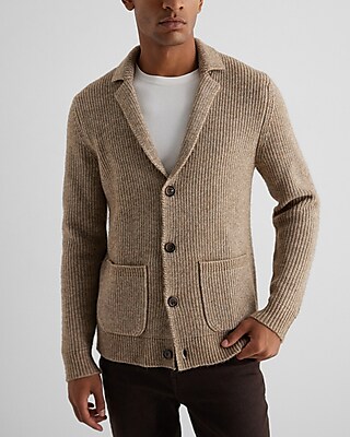 Ribbed Sweater Blazer Brown Men's S