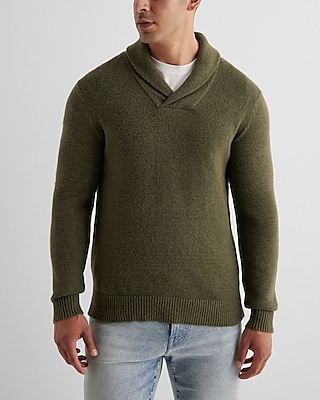Shawl Neck Cotton-Blend Sweater Green Men's S