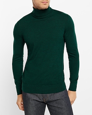 Big & Tall Solid Merino Wool Turtleneck Sweater Green Men's XXL