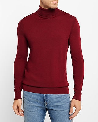 Solid Merino Wool Turtleneck Sweater Red Men's XL