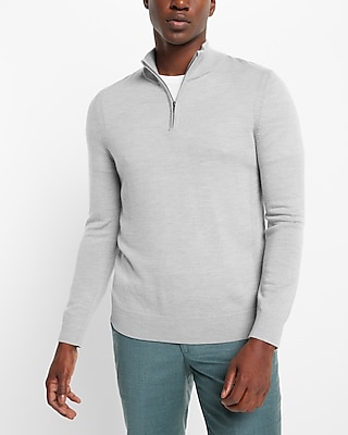 Merino Wool Quarter Zip Mock Neck Sweater