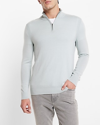 Big & Tall Merino Wool Quarter Zip Mock Neck Sweater Green Men's XXL