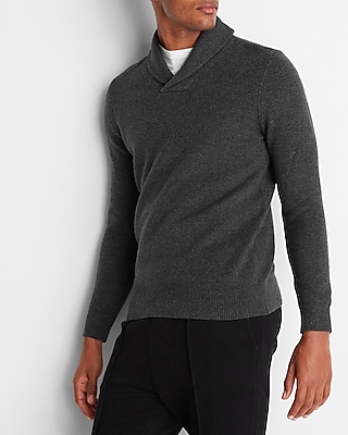 Big & Tall Solid Shawl Collar Sweater Gray Men's XXL