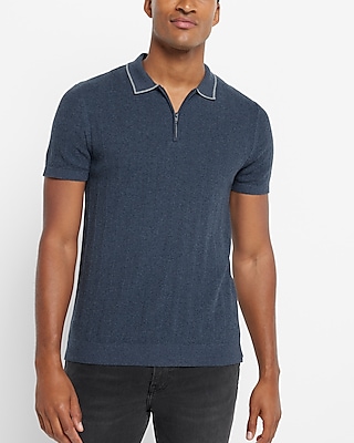 Solid Tipped Collar Zip Polo